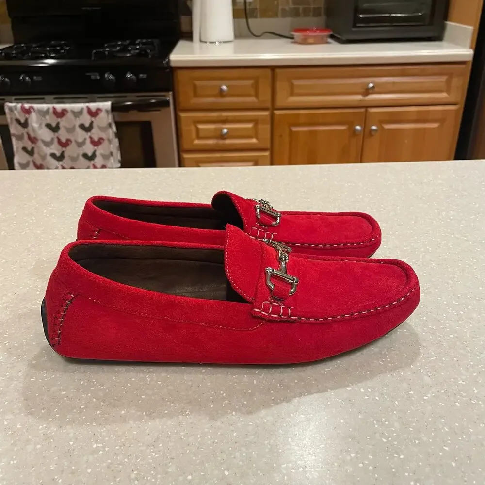 David Stone Loafers Men's Size 8 Slip On Red ‎ Driver Casual Shoes